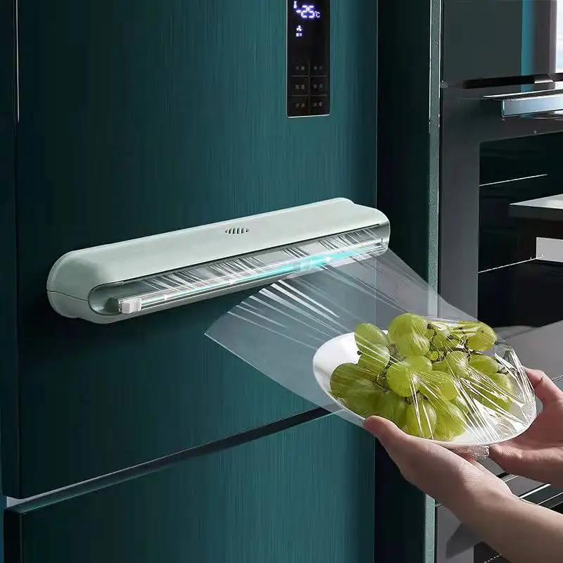 Punch-Free Cling Film Cutting Box Wall-mounted Suction Cup Adjustable Plastic Wrap Cutter Home Kitchen Accessories | Дом и сад