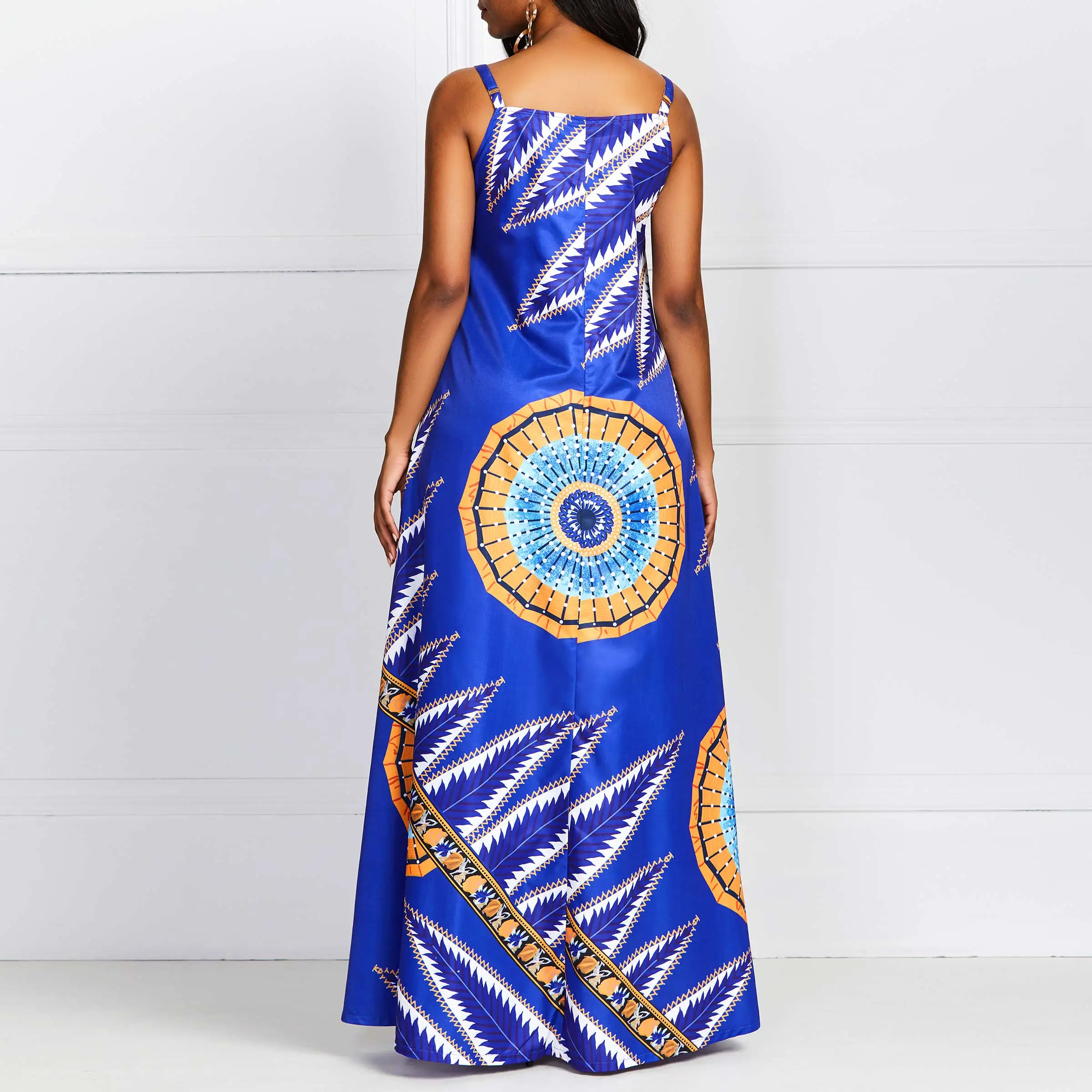 Летние Boho сексуальные пляжные вечерние синие Африканские Этнические женские