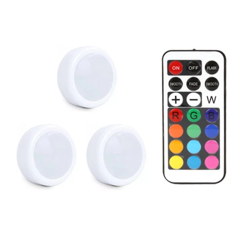 3 Lamps 1 Controller Светодиодная подсветка под шкаф шайба сенсорный датчик RGB 12 цветов затемнения 21 ключ беспроводной шкаф лестница Прихожая шкаф ночник - Цвет: 3 Lamps 1 Controller