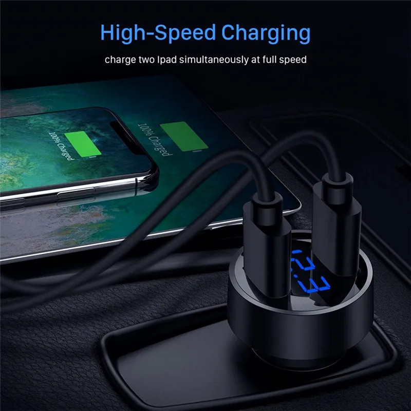 Автомобильное зарядное устройство 4 8 А два порта USB быстрая зарядка QC 3 0