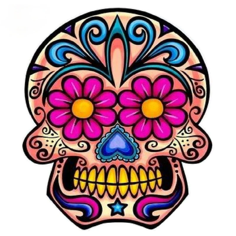 

Personality Decal Vintage Sugar Skull Lnterest Reflective Car Window Bumper Trunk Laptop Rear Windshield Car Sticker PVC12x10cm