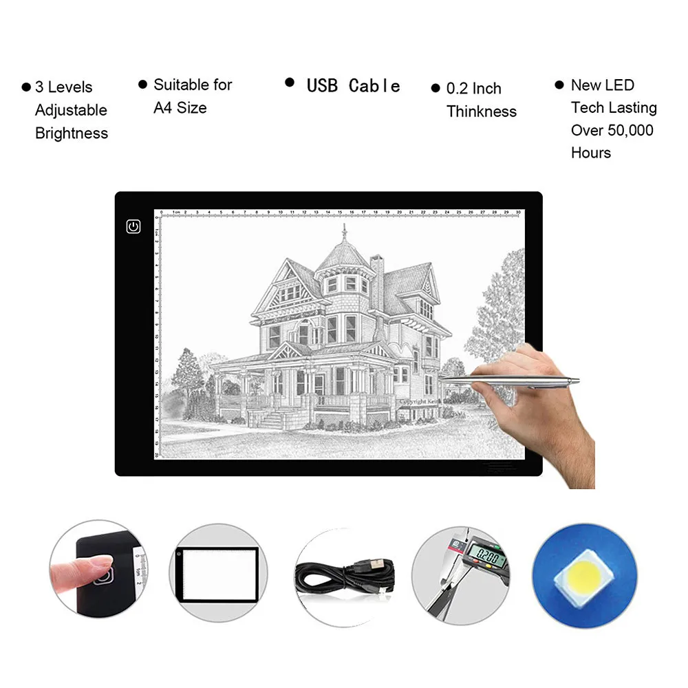 Горячая продажа Портативный А4 планшет со светодиодной подсветкой тату