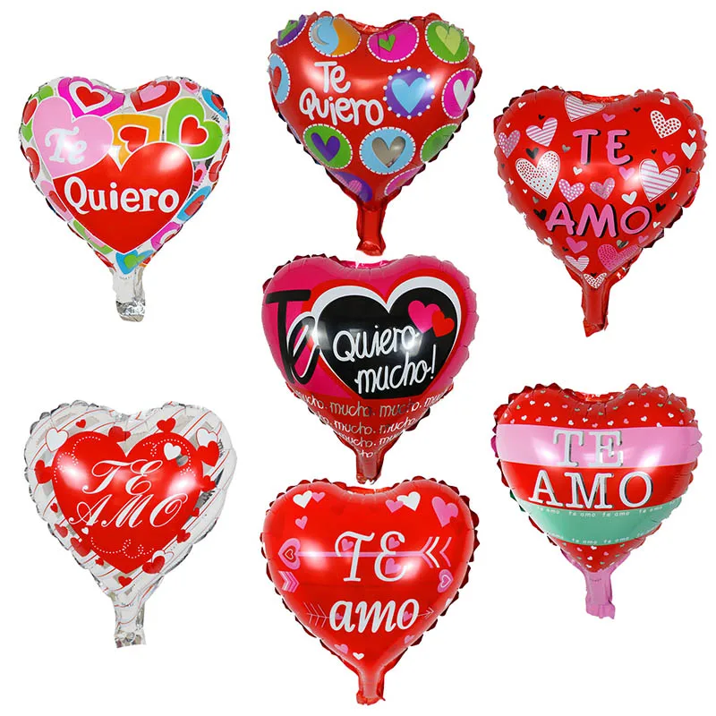 

50/100pcs 10inch Spanish I Love You Heart TE AMO Foil Balloon Wedding Valentine's Day Theme Party Decoration Air Globos Supplies
