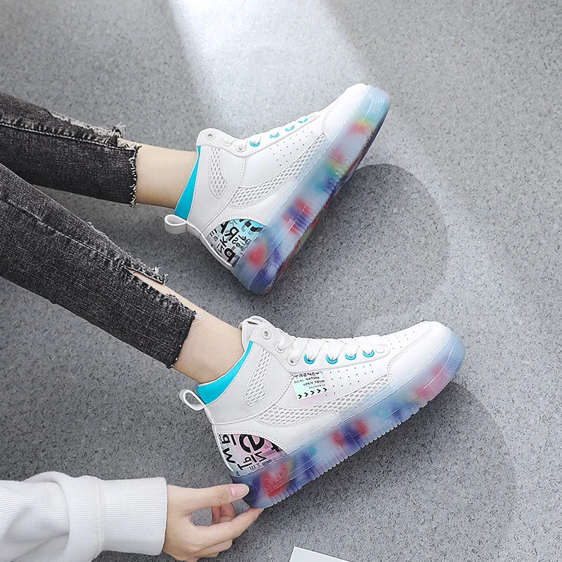 

Fashion High Top Skate Shoes for Women Casual Sneakers Breathable Leather Platform Shoes Ladies White Sneaker Zapatillas Mujer
