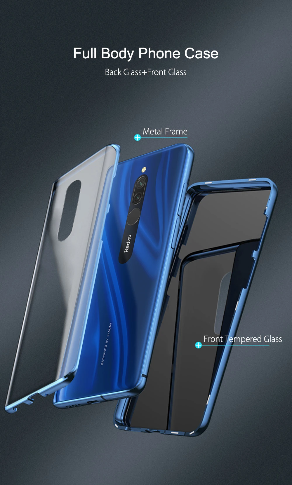 Natrberg 360 Полный Чехол для Xiaomi Redmi 8 чехол магнитный металлический двойной закаленное стекло задняя крышка Жесткий чехол для Redmi 8A 8 A Pro Чехол