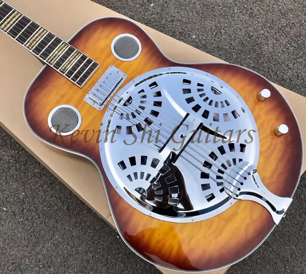 Винтажная хромированная металлическая мини гитара Sunburst Hofner резонаторная