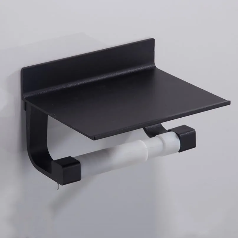 toilet paper punch free holder with phone shelf wall mounted bathroom accessories tissues roll dispenser aluminum free global shipping