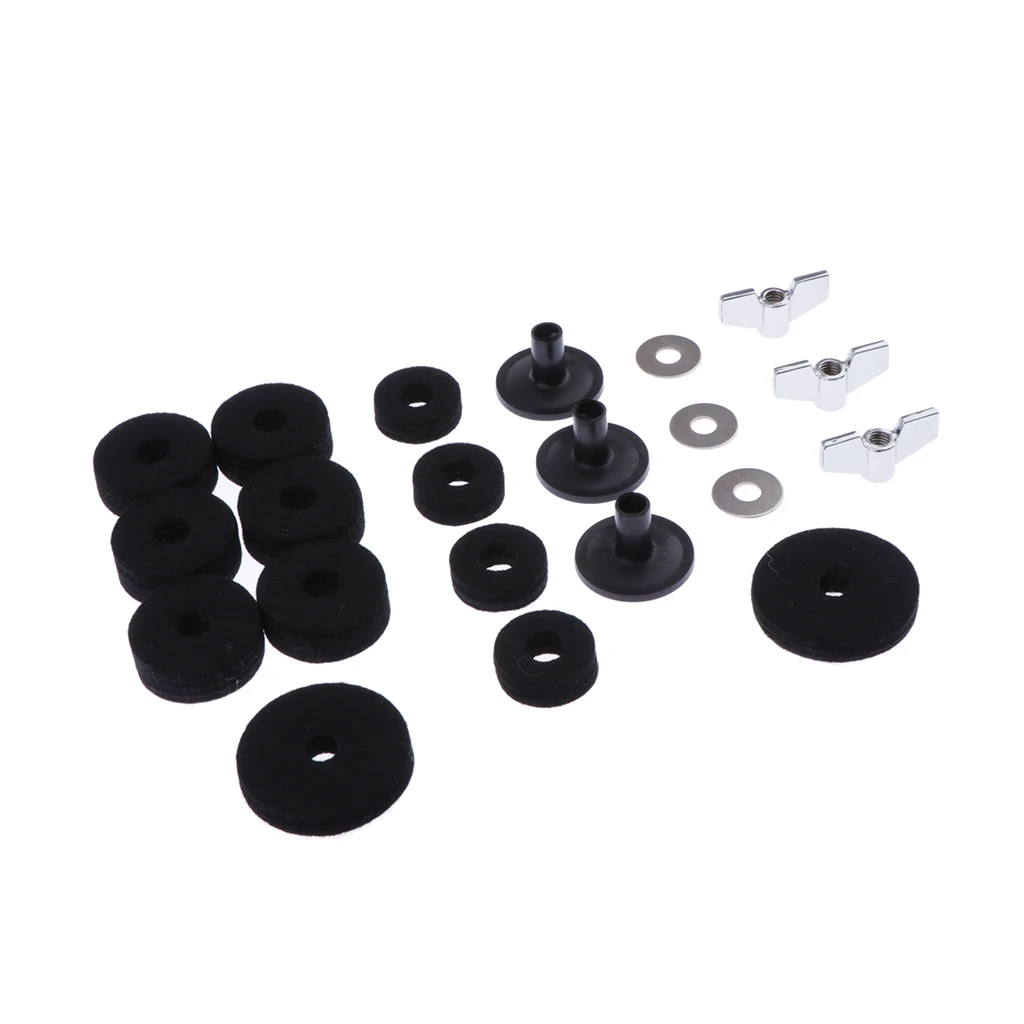 

Practical Drum Set Cymbal Felts+Sleeves+Wing Nuts+Washers Set for Hi-Hat Cymbal Stand Accessories
