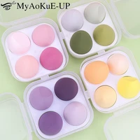 4pcsbox makeup sponge cosmetics blender powder puff dry wet use beauty tool blush foundation sponge for facial make up washing