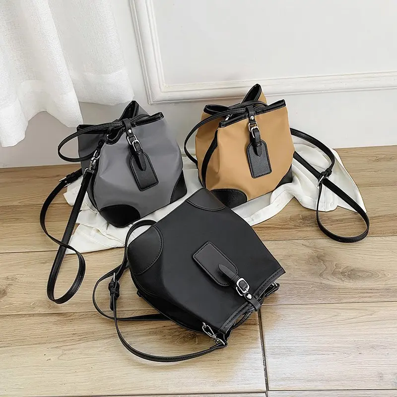 

Autumn And Winter Patchwork Crossbody Bags For Women 2020 Fashion Designer PU Leather Shoulder High Quality Lady Bucket Handbags