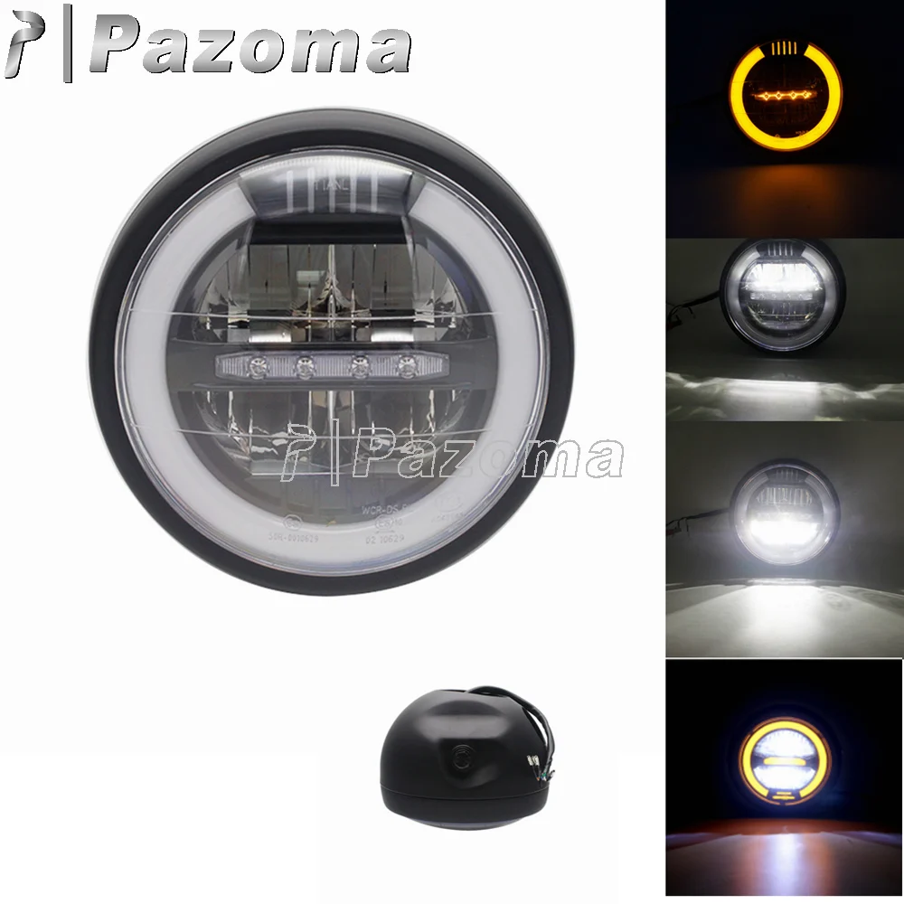 1 шт. 7 дюймов мотоциклетные светодиодный головной светильник s Янтарный DRL кольцо