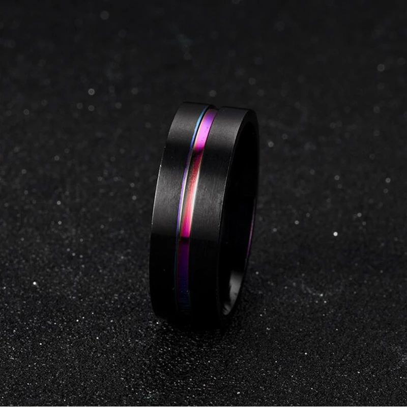 Модное мужское черное кольцо из нержавеющей стали элегантные цветные кольца с