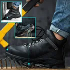 Кроссовки мужские рабочие, водонепроницаемые защитные ботинки, со стальным носком, прокалываемые, дышащие