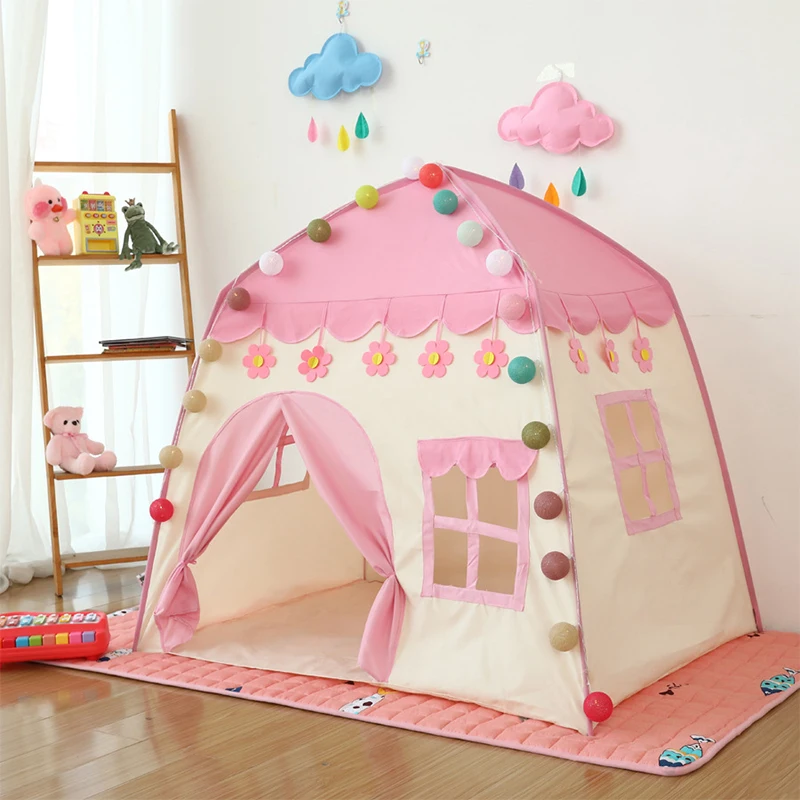 

Kids Indoor Outdoor Castle Tent Baby Princess Game House Flowers Blossoming Boy Girl Oversized House Folding Game House Gifts