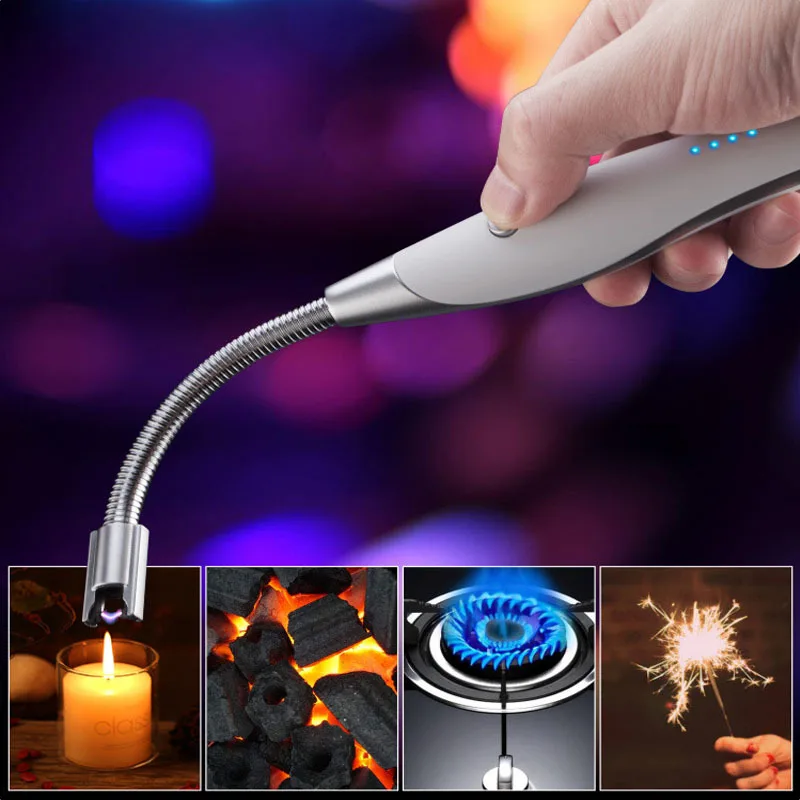 

Long Windproof Candle Lighter Rechargeable Electronic USB Pulse ARC Plasma Flameless Kitchen Igniter for Gas Stove Barbecue
