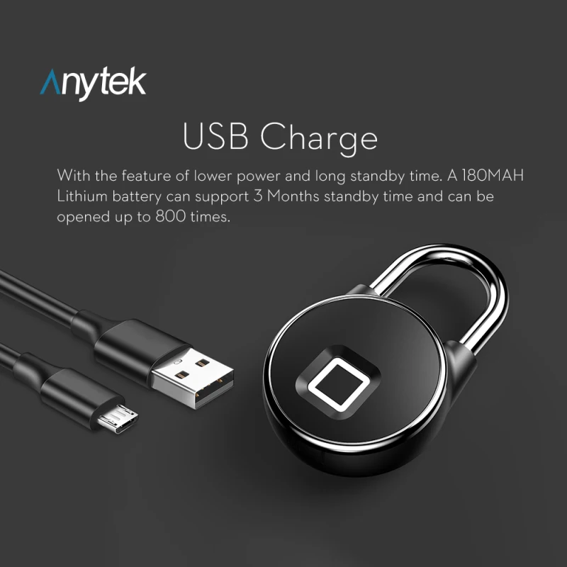 

Tuya Smart Home Fingerprint Lock Bluetooth Safe Padlock Door Lock Waterproof Keyless USB Rechargeable Zinc Alloy For Home Office
