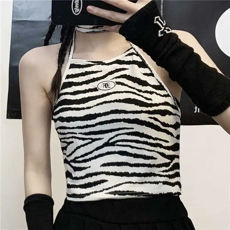 Зебра майка с принтом Для женщин 2020 новый летний корейский стиль Ins Хай стрит