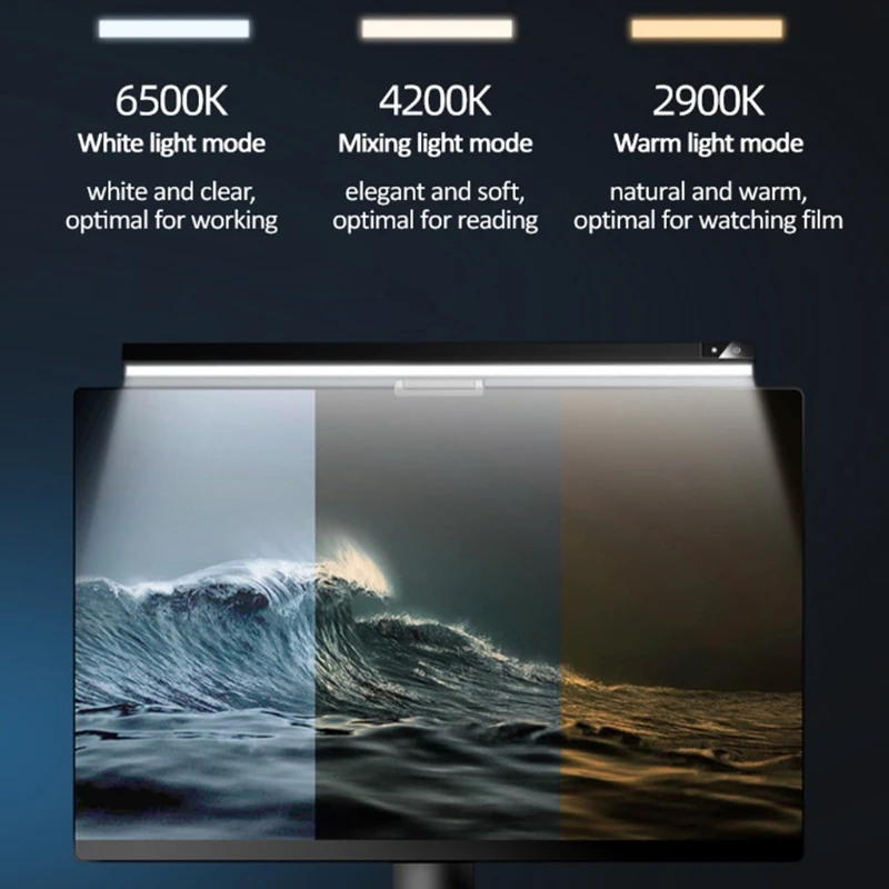 

Screen Bar Desk Lamp Computer Laptop 3 Colors Stairless Dimming Hanging Table Lamp for LED Monitor Screen Light Reading