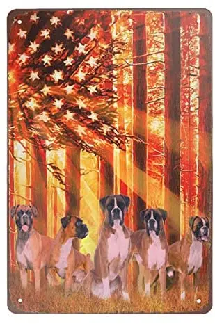 

Metal Sign Boxer-Dogs-Sunshine-American-Flag Tin Signsation Bar Cafe Kitchen Garage Outdoor Indoor Wall Panel