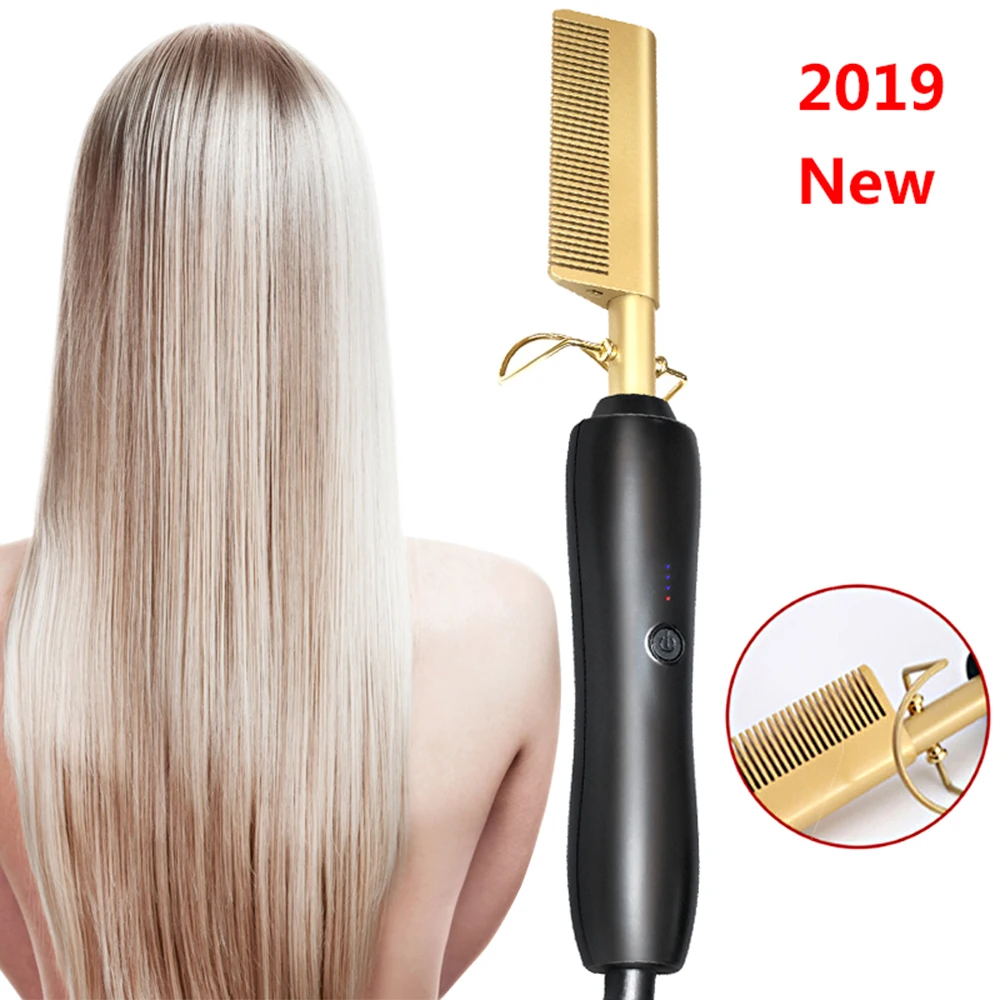 Профессиональный Выпрямитель для волос расческа из титанового сплава завивки