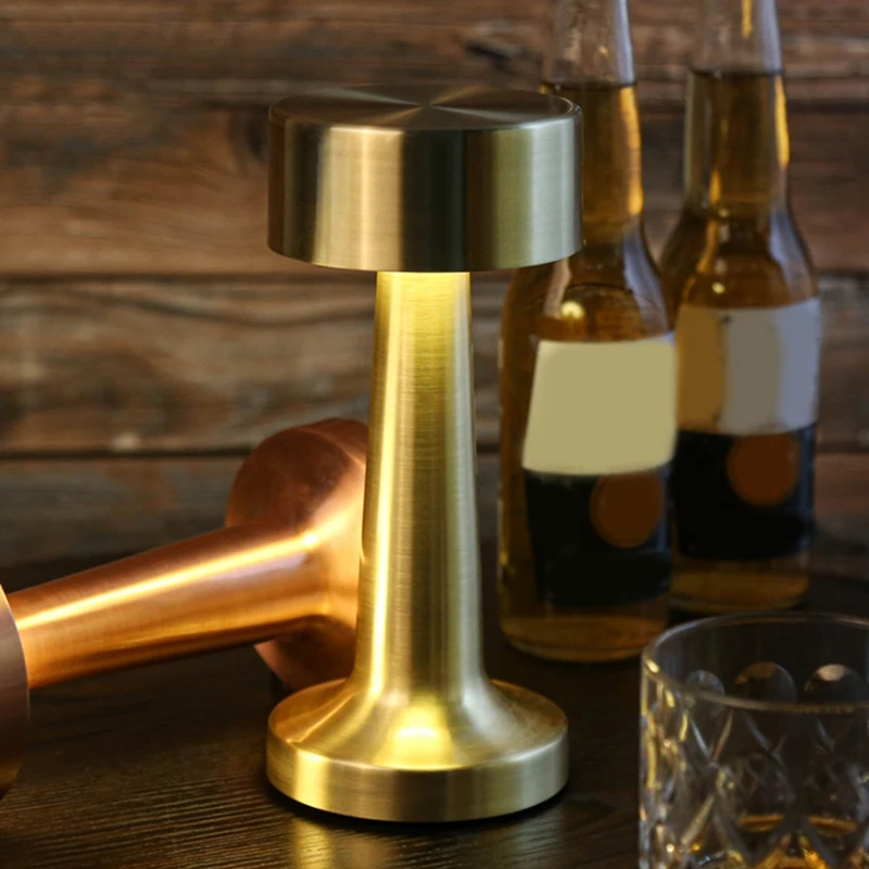 

Bar Table Lamps Portable LED Night Lights Chargeable Bedroom Bedside Lamp Restaurant Decor Light Rose Gold