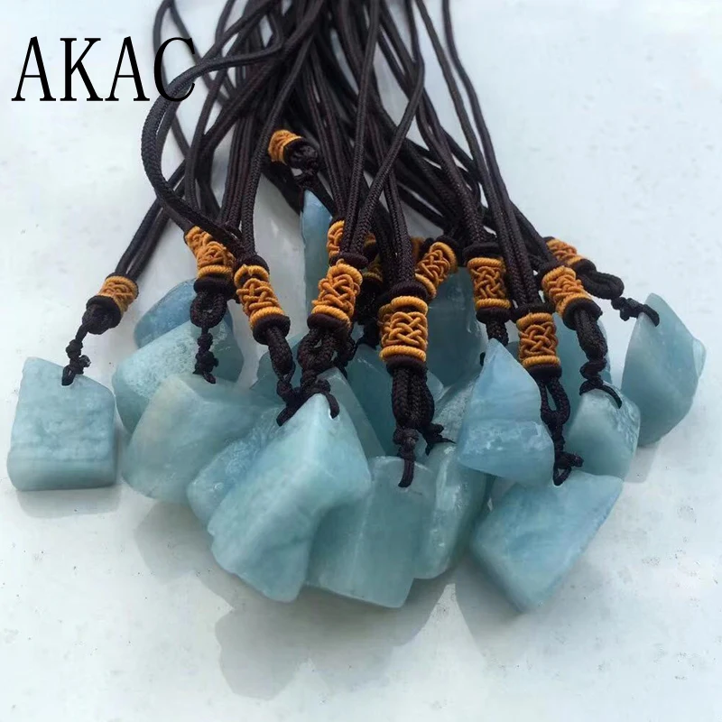 

50pendants AKAC natural aquamarine ore pendant factory wholesale send randomly