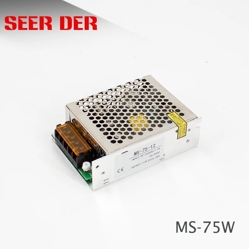 

Mini Smps MS-75W одинарный выход 110 В/220 В 24 В постоянного тока 3 А Импульсный источник питания 75 Вт 24 В переменного и постоянного тока