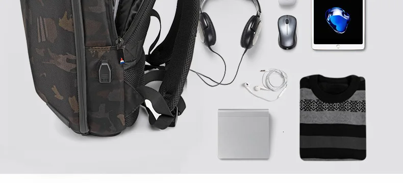 Fashion Man Backpack 15.6 Inch Laptop USB Charging Bluetooth Speaker Male Bags Recharging Multi-layer Space Travel Anti-thief