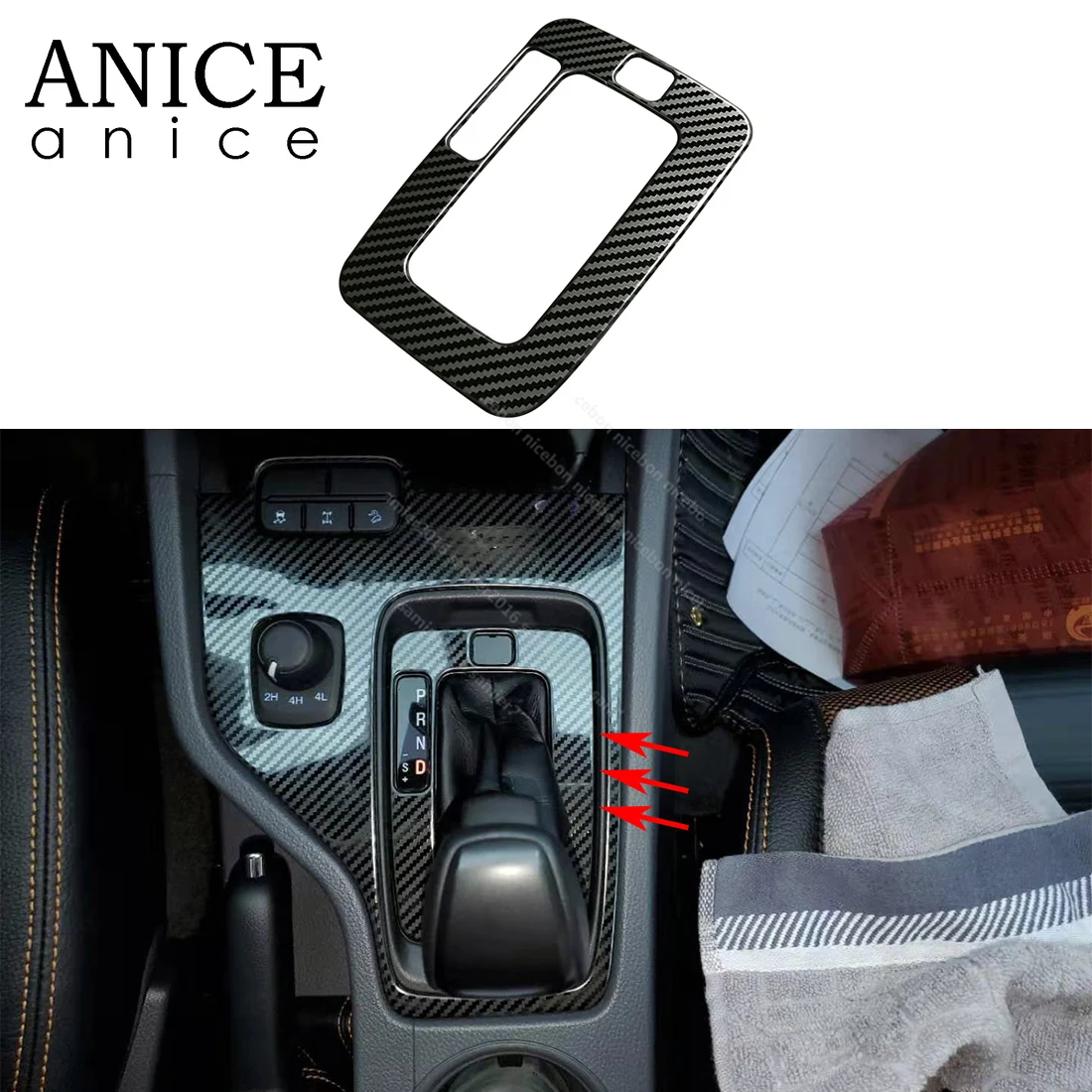 Цвет углеродного волокна сталь Auto панельная Накладка для коробки передач Ford Ranger