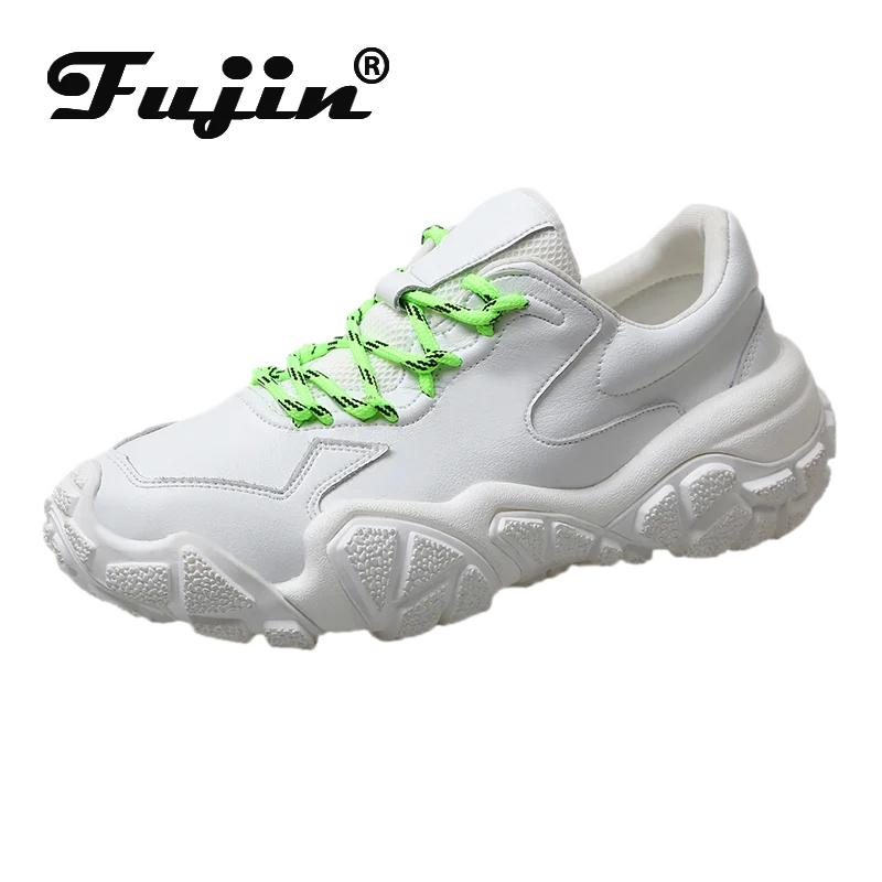 Fujin Women Sneakers Platform Causal Shoes Mixed Colors Muffin Bottom Breathable Fashion Flock Thick | Обувь