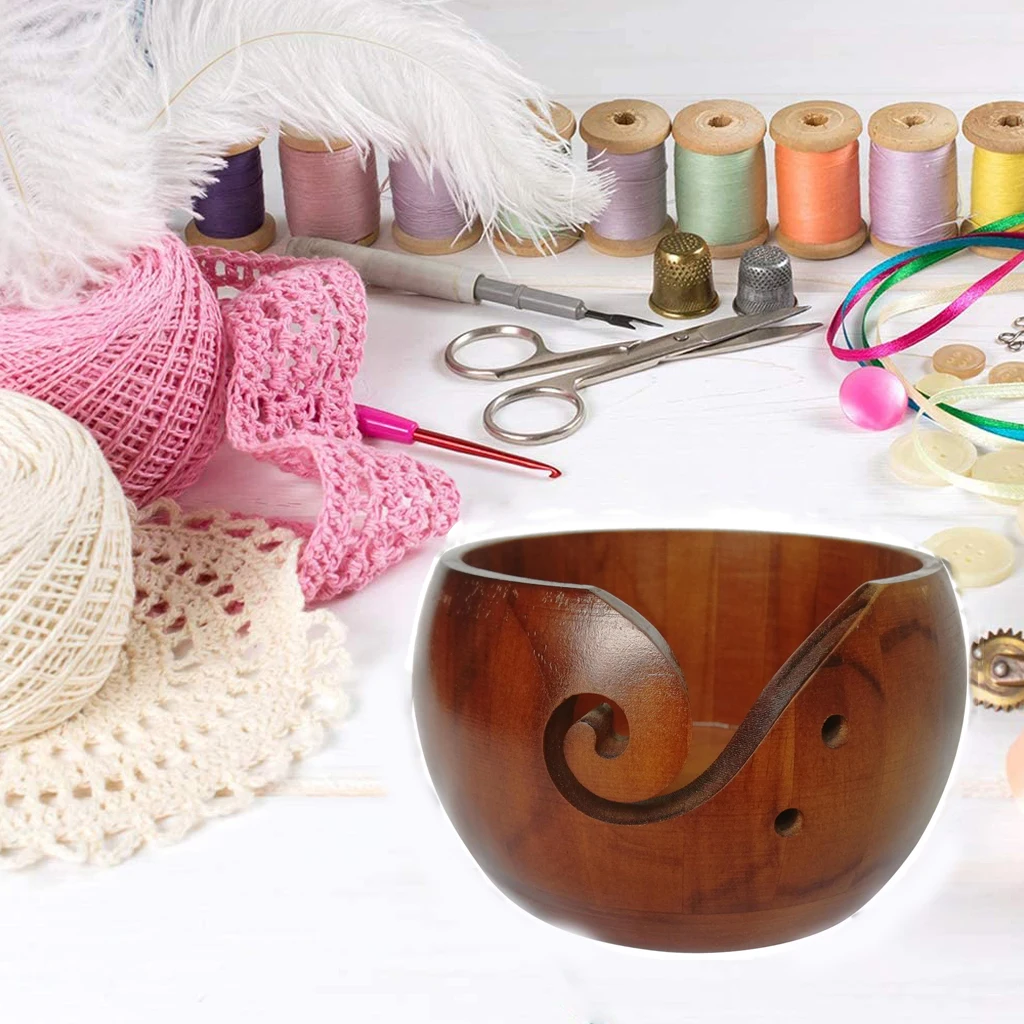 

Smooth Antique Yarn Bowl Holder Knit Crochet Yarn Bowl Tensioner Box