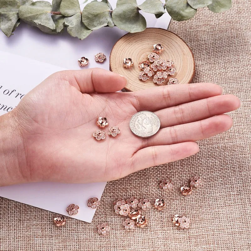 50pcs 9x9x3mm Brass Micro Pave Cubic Zirconia Bead Cap End Cap for Jewelry Making Hole: 1.5mm