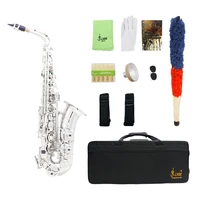 m mbat alto saxophone brass lacquer silver eb e flat sax woodwind musical instrument with case gloves cleaning cloth accessories