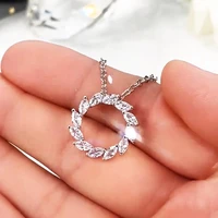 jk new fashion silver color round pendant necklaces women delicate girl party accessories versatile cz jewelry drop shipping