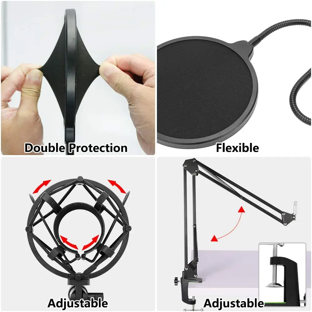 GEVO конденсаторный USB микрофон компьютер ПК комплект 192 кГц/24 бит с подставкой