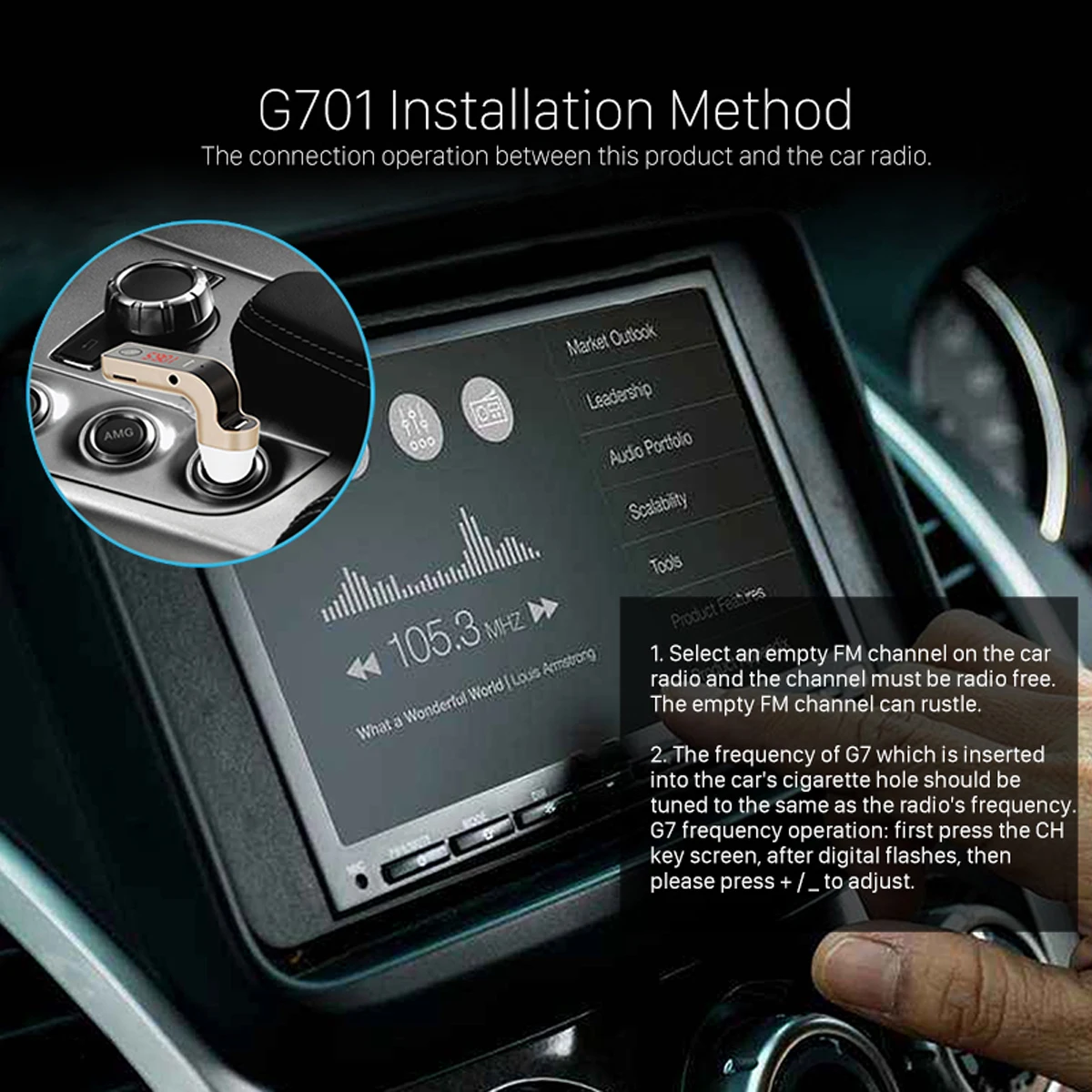 

G7 USB Port Car Charger Socket Adapter LED Display Travel For 12V-24V Vehicles Car Player MP3