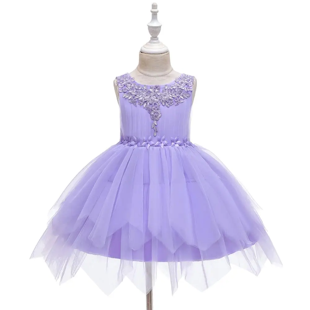 Летнее платье принцессы с вышивкой и бисером для девочек Сетчатое без рукавов от