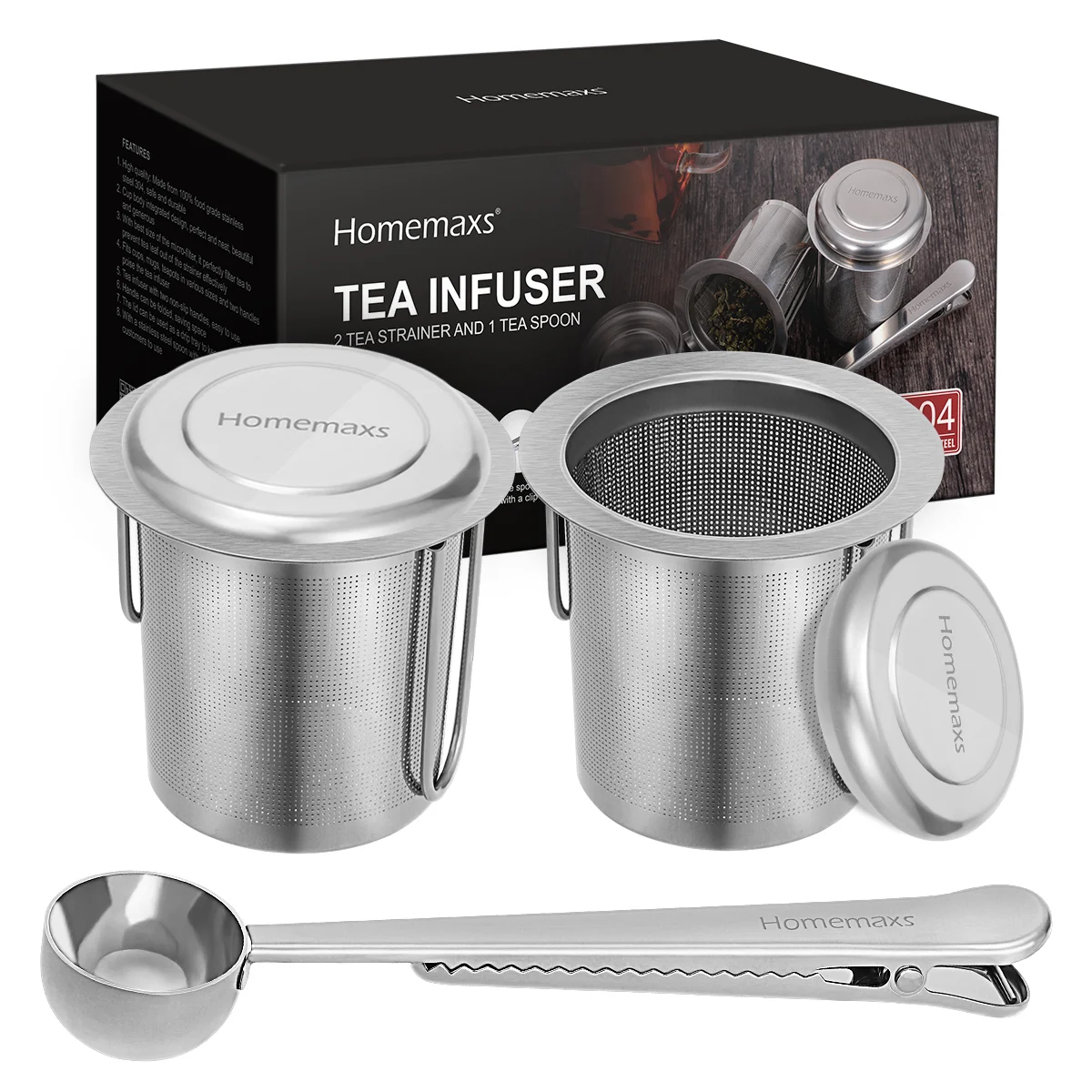 

HOMEMAXS Extra Fine Stainless Steel Tea Infuser Mesh Strainer Large Capacity Filter for Infusing Steeping Loose Tea (2 Cup Infus