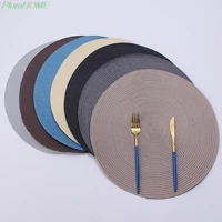 round weave placemat table mats simple style dining napkin pads non slip heat resistant coaster cushion kitchen party decoration