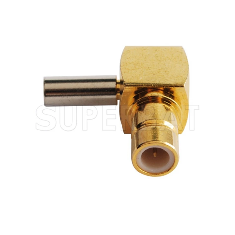 

Superbat 10pcs SMB Female Right Angle Crimp Attachment RF Coaxial Connector for Cable RG316 ,RG174,LMR100