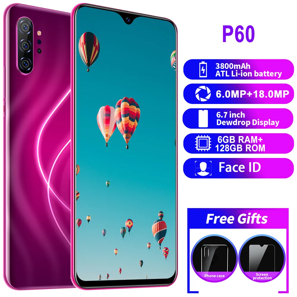 Смартфон P60 3G MTK6595 6 7 дюймовый HD мобильный телефон 720*1560 разблокированный смартфон