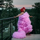 Платье из тюля лавандового цвета, многослойное бальное платье, платье на день рождения для фотосессии, иллюзионные платья на день рождения с длинными рукавами для конкурса, для женщин