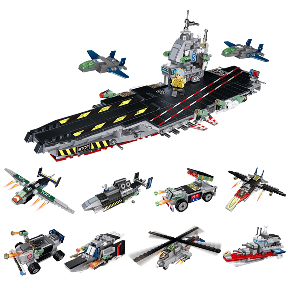 Военная подводная лодка совместимая с Legoed военный корабль самолет