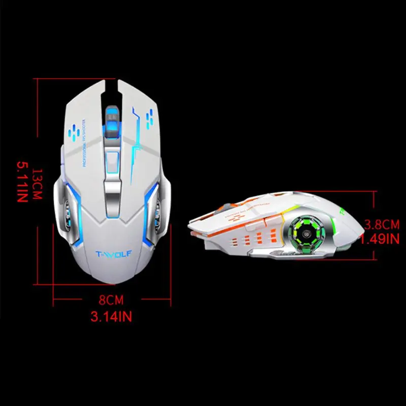

2.4GHz USB Wireless Rechargeable Mechanical Gaming Mouse 7 Color Breathing Light 3 Gear DPI Silent Optical Mouse
