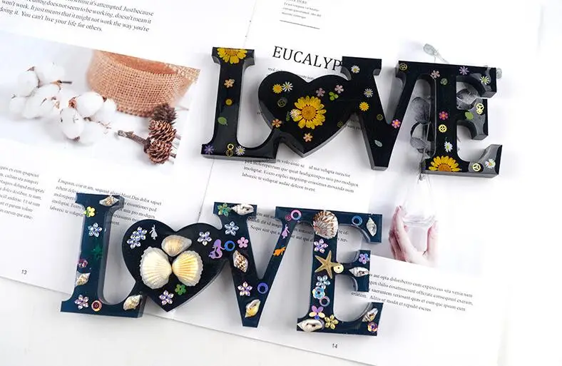 Любовь кристалл искусственные буквы литье смола форма ручной работы DIY лоток для