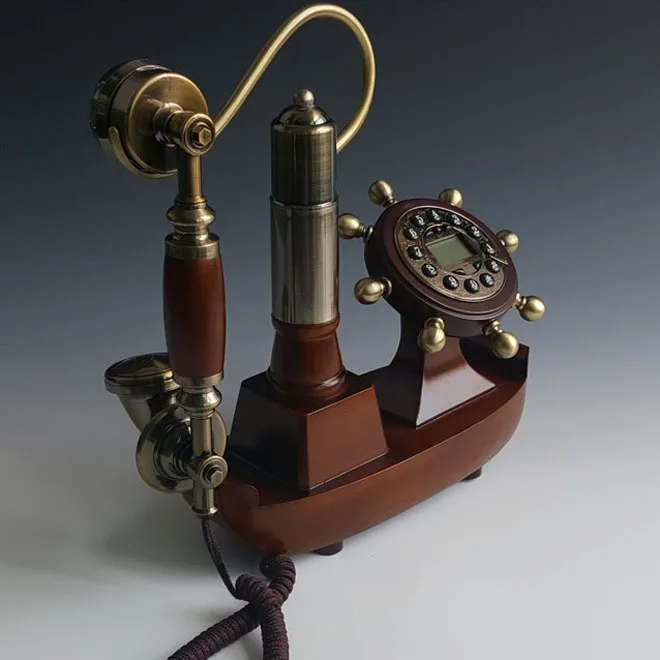 Европейский старинный стационарный деревянный телефон cordle лодка для дома офиса