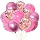 Шары латексные металлические, с конфетти, 15 шт., воздушные шары Цвета Агата