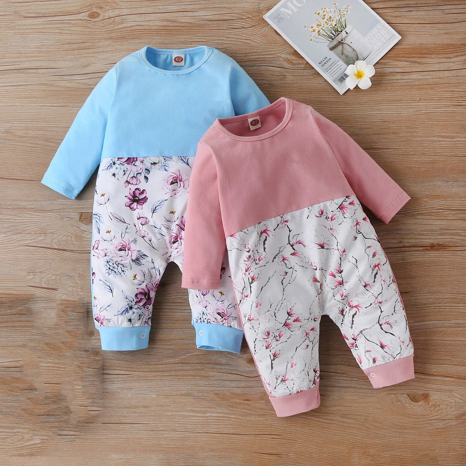 

Комбинезон для новорожденных, с длинным рукавом и цветочным принтом