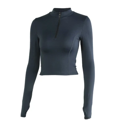 

Women Sport Cropped Tops Sexy Zipper Long Sleeve Yoga Shirt Gym Quick Dry Breathable Stretch Fitness Clothes Running Sportswear