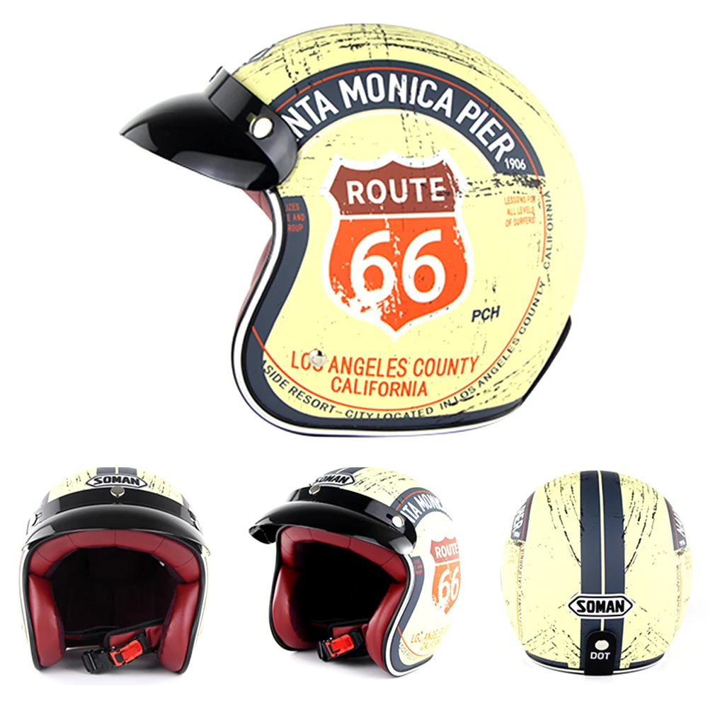 Мотоциклетные шлемы в стиле ретро 3/4 винтажные с открытым лицом для мотоцикла